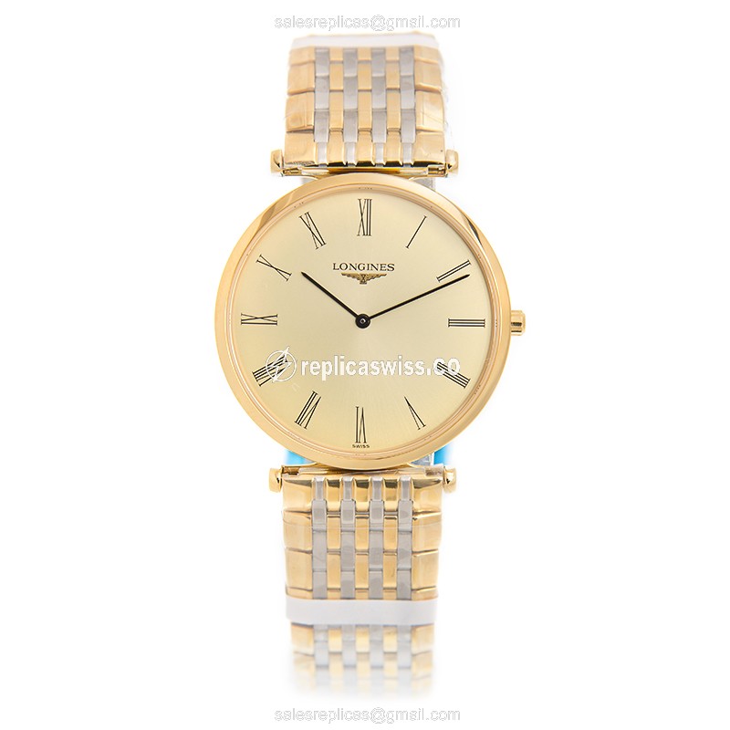 Longines LA GRANDE Replica - Quartz - 18kt Gold Case - Gold Dial, Clasp & Strap - View 2