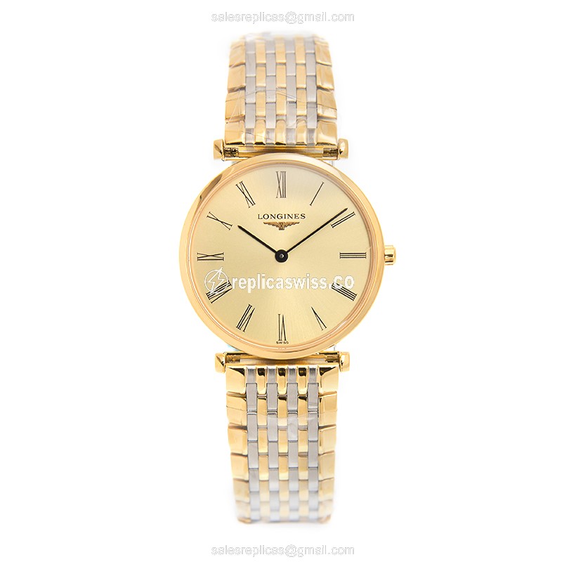 Longines L4.512.2.31.7 Replica - Quartz - 18kt Gold & Steel - Beige Dial - View 2