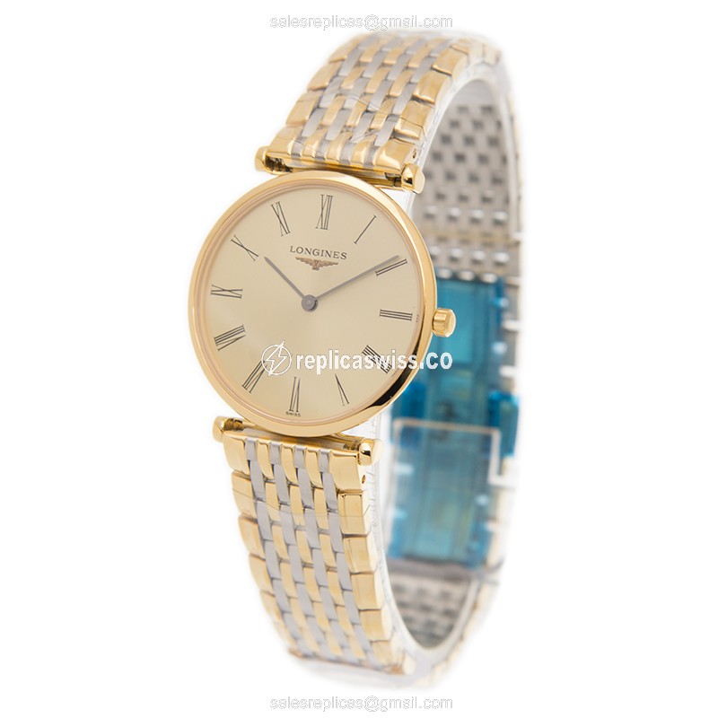Longines L4.512.2.31.7 Replica - Quartz - 18kt Gold & Steel - Beige Dial - View 3