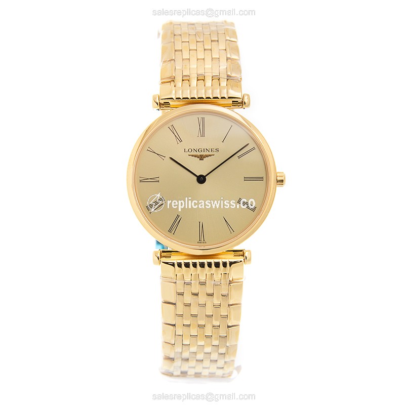 Longines LA GRANDE Quartz Replica - Gold/Steel Case - Beige Dial - View 2