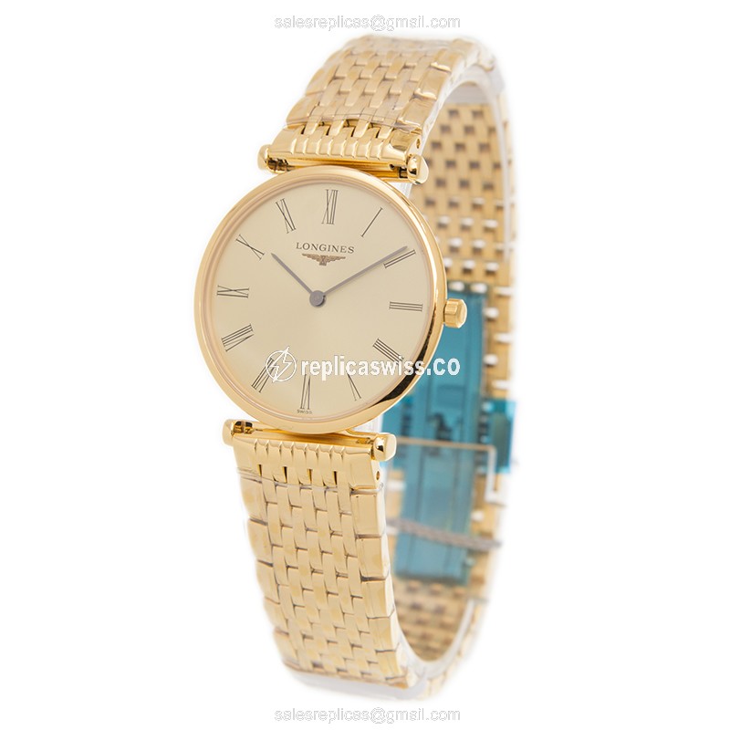 Longines LA GRANDE Quartz Replica - Gold/Steel Case - Beige Dial - View 3