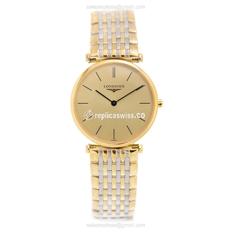 Rolex L4.512.2.32.7 Replica - Quartz - Beige Dial - 18kt Gold & Steel Case - View 2
