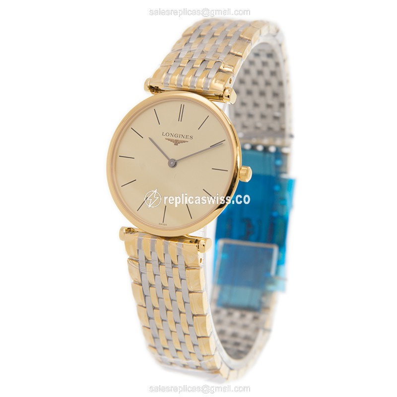 Rolex L4.512.2.32.7 Replica - Quartz - Beige Dial - 18kt Gold & Steel Case - View 3