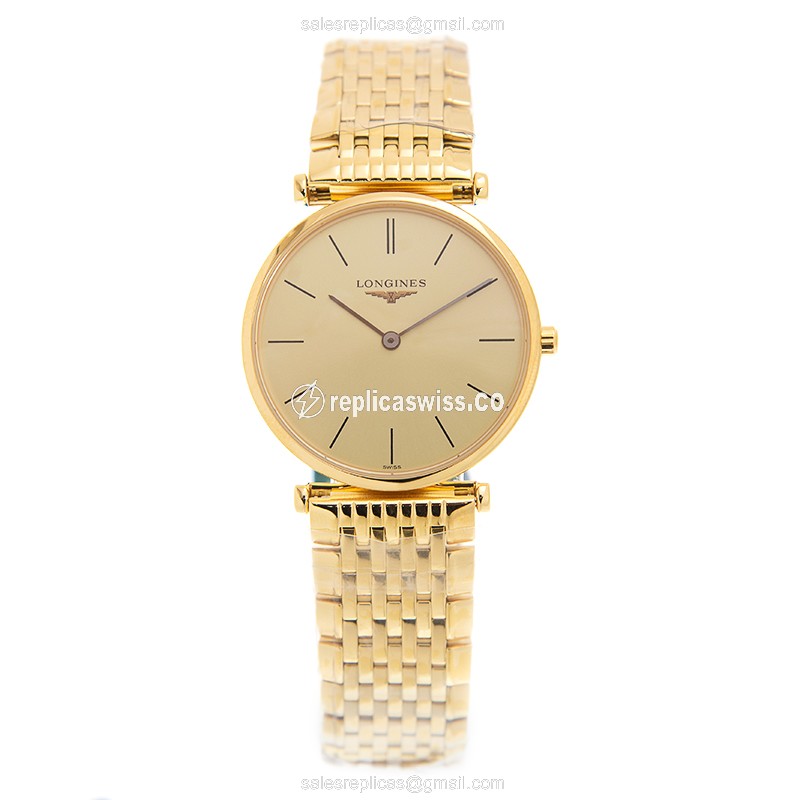 Longines L4.512.2.32.8 Replica - Quartz - Gold PVD Case - Gold Dial, Gold Strap - View 2