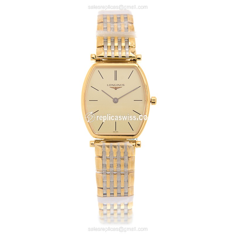 Longines LA GRANDE Quartz PVD Gold - Gold Dial - Gold Clasp - Sapphire Crystal - View 2