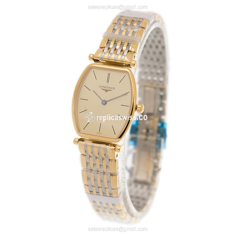 Longines LA GRANDE Quartz PVD Gold - Gold Dial - Gold Clasp - Sapphire Crystal - View 3