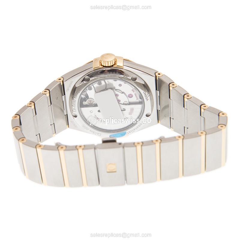 Omega Constellation Replica - Automatic - 18kt Gold & Steel Case - Gold Dial - Silver Strap - View 4
