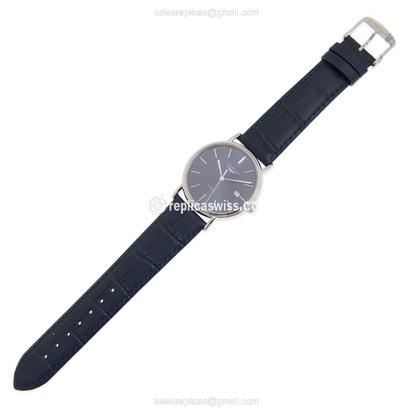 Longines Presence Replica - Automatic - Steel Case - Blue Dial - Alligator Blue Strap - View 2