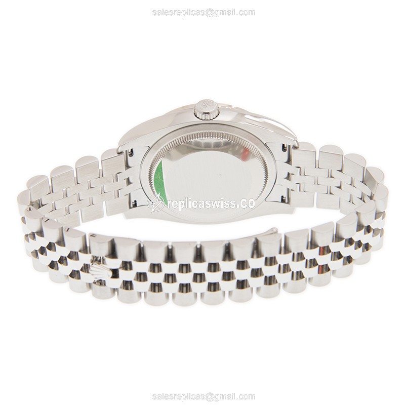 Rolex Datejust Replica - Automatic - 18kt White Gold - Diamond Accents - Silver Steel Bracelet - View 4