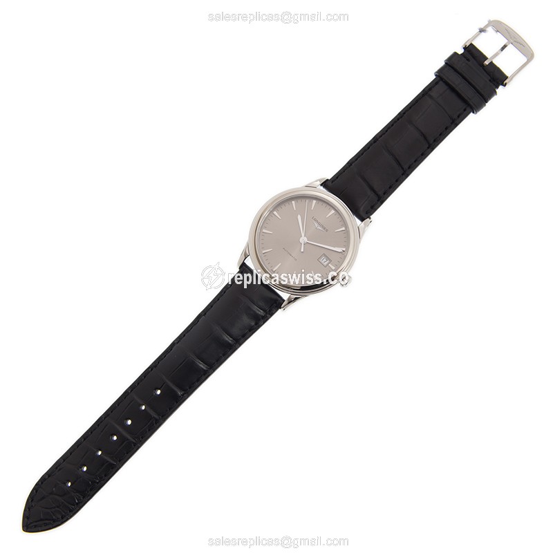Longines Flagship L4.974.4.72.2 - Automatic - Steel Case - Gray Dial - Black Alligator Strap - View 2