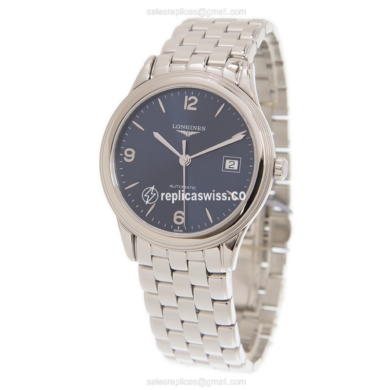 Longines Flagship Replica - Automatic - Stainless Steel Case, Blue Dial on Silver Strap - View 2