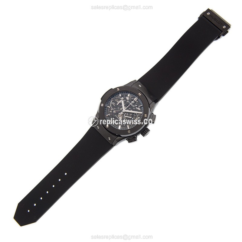 Hublot Classic Fusion Replica - Automatic - Steel Case - Black Dial - Rubber Strap - View 2