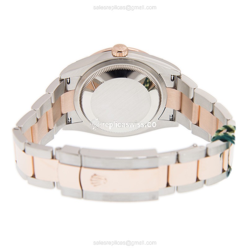 Rolex Datejust Replica - Automatic - 18kt Rose - White Dial - Gold Steel Strap - View 4