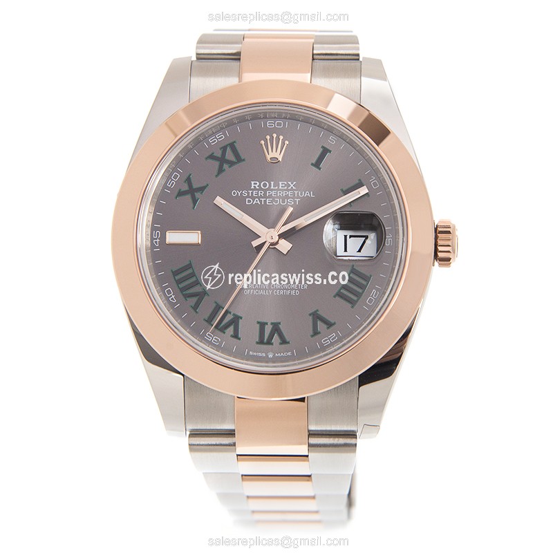 Rolex Datejust Replica - Automatic - 18kt Rose Gold & Steel Case - Gray Dial - View 2
