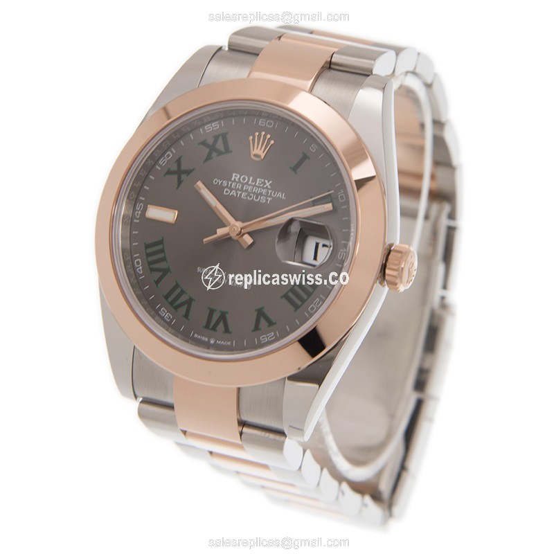 Rolex Datejust Replica - Automatic - 18kt Rose Gold & Steel Case - Gray Dial - View 3