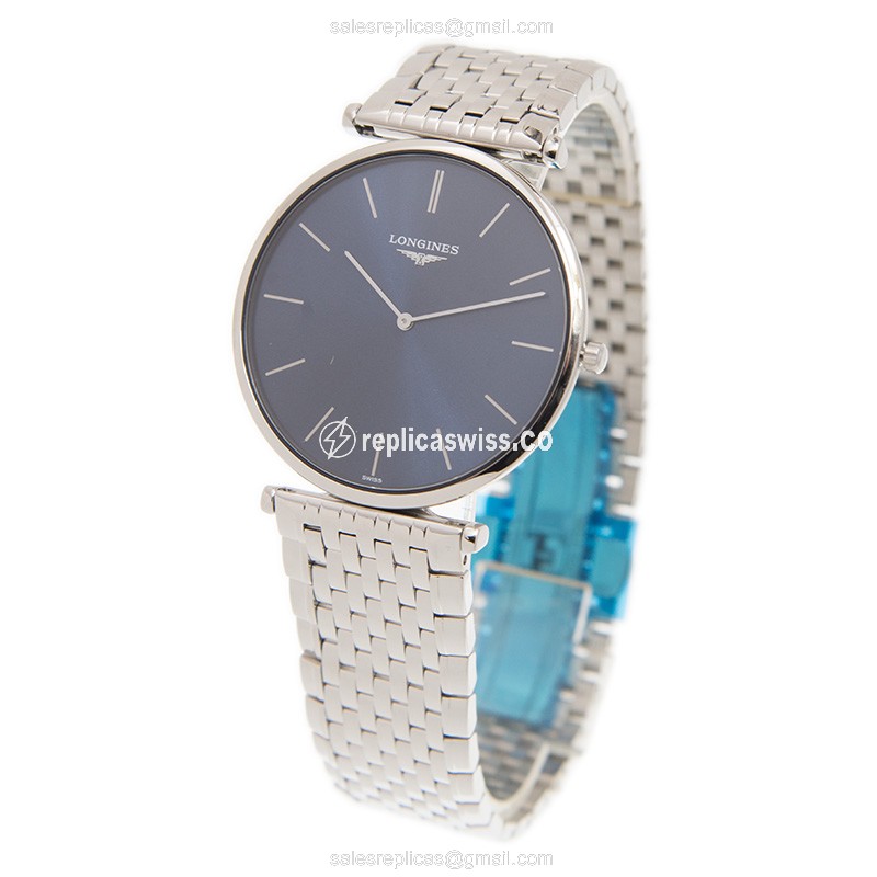Longines L4.766.4.95.6 Replica - Quartz - Stainless Steel Case - Blue Dial - Silver Steel Strap - View 3