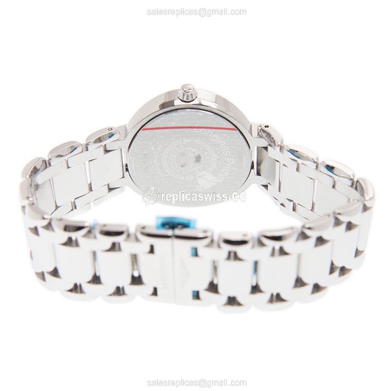 Longines Prima Luna Replica - Quartz - Stainless Steel Case - White Dial, Silver Clasp - View 4