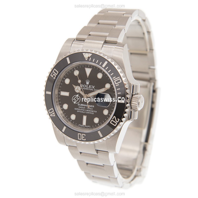 Rolex Submariner Replica - Automatic - Steel - Black Dial | Clasp - Silver Strap - View 3