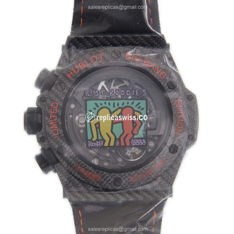 Hublot BIG BANG Replica - Automatic - Carbon Fiber - Black Dial - Canvas Strap - View 3