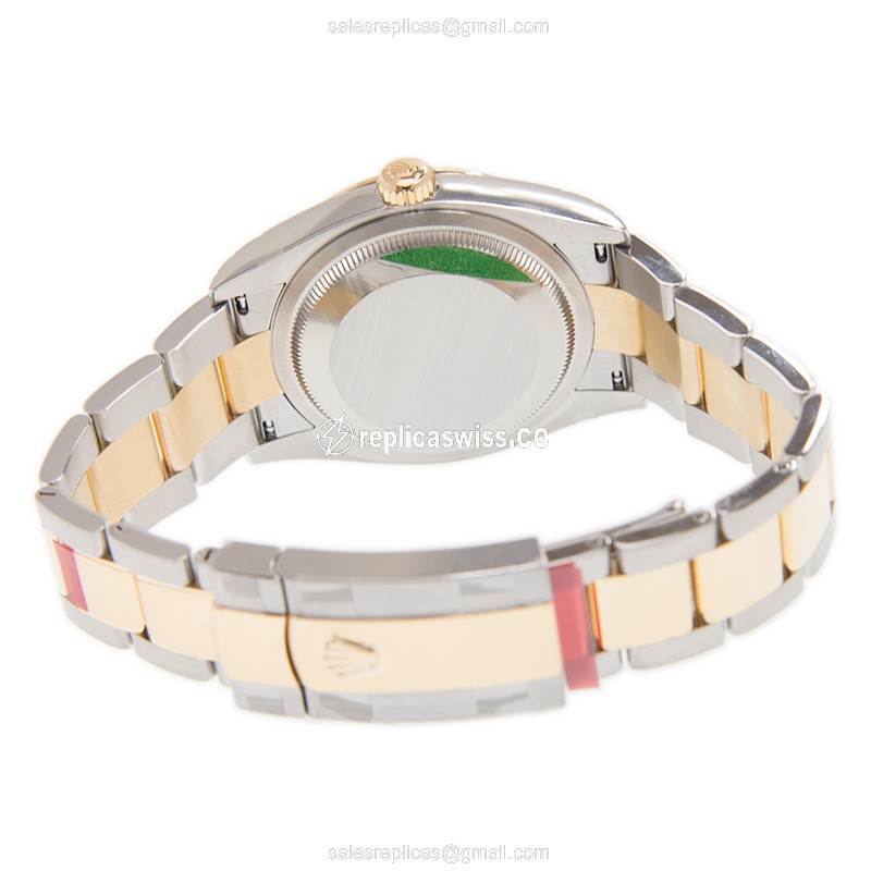 Rolex DATEJUST Replica - Automatic - 18kt Gold & Steel - Black Dial, Gold Clasp - View 4