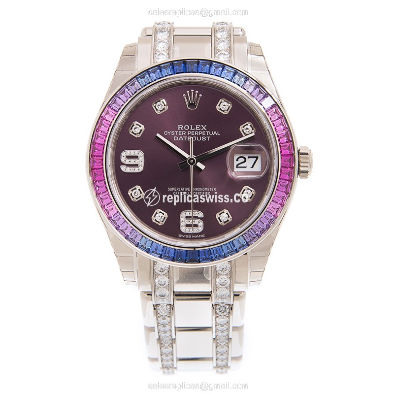 Rolex Datejust Replica - Automatic - 18kt Gold - Purple Dial - View 2