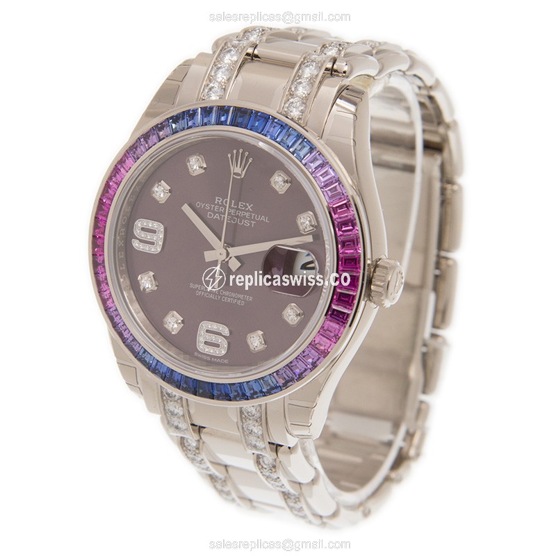 Rolex Datejust Replica - Automatic - 18kt Gold - Purple Dial - View 3