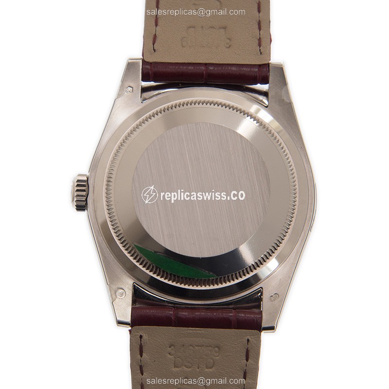 Rolex Day-Date Replica - Automatic - 18kt Gold - Red Dial, Red Alligator Strap - View 3