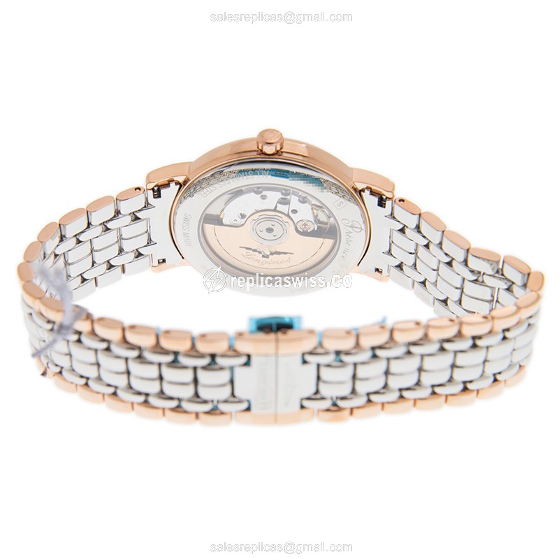 Longines Presence Replica - Automatic - 18kt Rose Gold & Steel - White Dial - Gold Strap - View 4