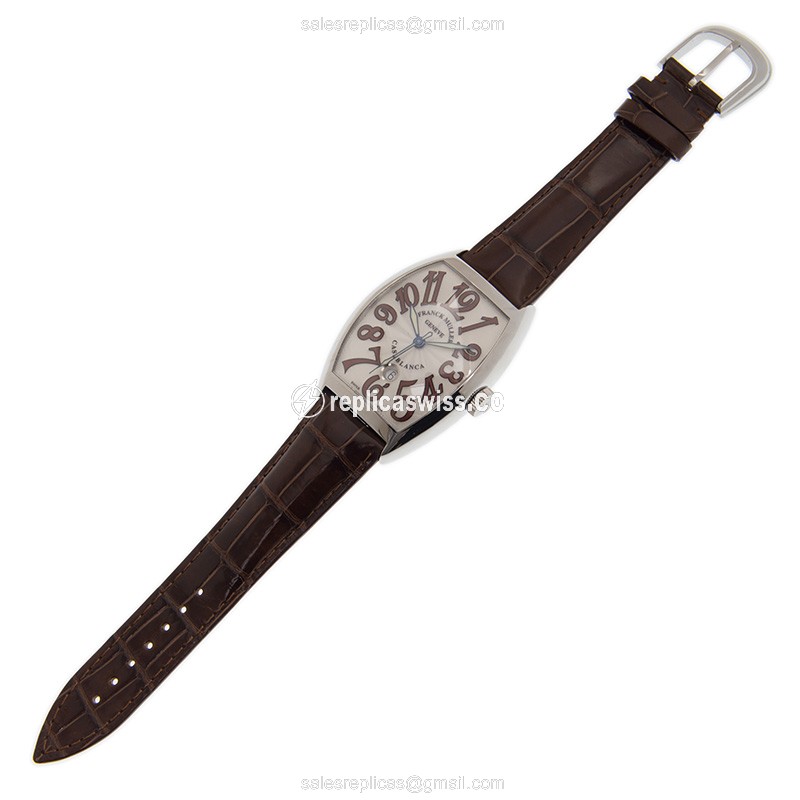 Franck Muller 8880 C DT Automatic Steel Silver Dial Brown Leather Buckle Sapphire Crystal - View 2