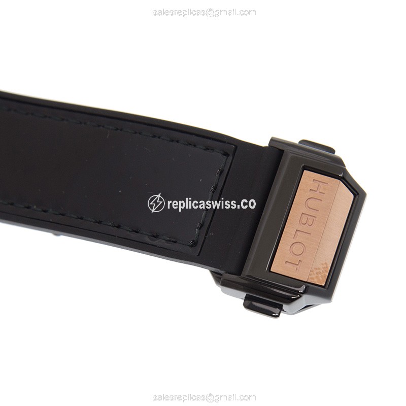 Hublot BIG BANG Replica - Automatic - 18kt Rose Gold - Black Dial - Cowhide Black Strap - View 4