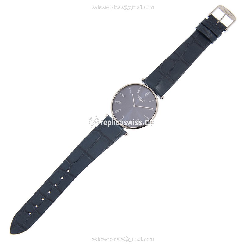 Longines L4.766.4.94.2 Replica - Quartz - Steel Case - Blue Dial, Leather Strap - View 2
