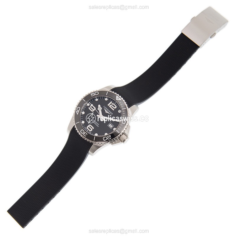Longines CONQUEST Replica - Automatic - Steel - Black Dial - Rubber Strap - View 2