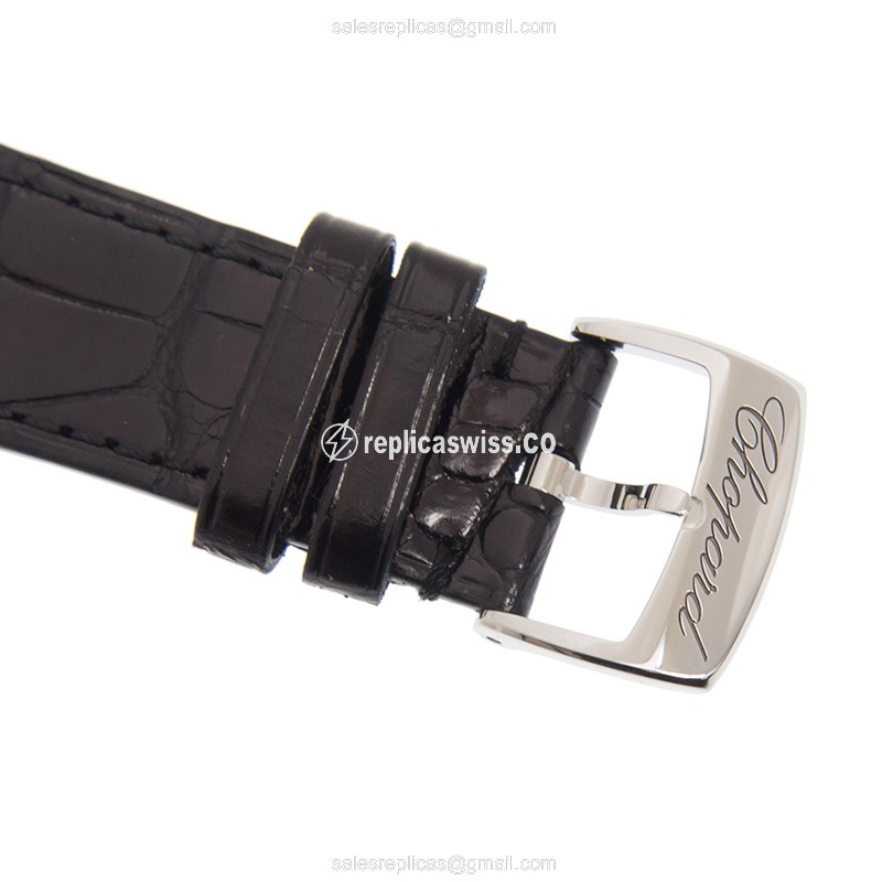 Chopard Imperiale Replica - Automatic - 18kt White Gold - Diamond - White Dial - Black Alligator Strap - View 4