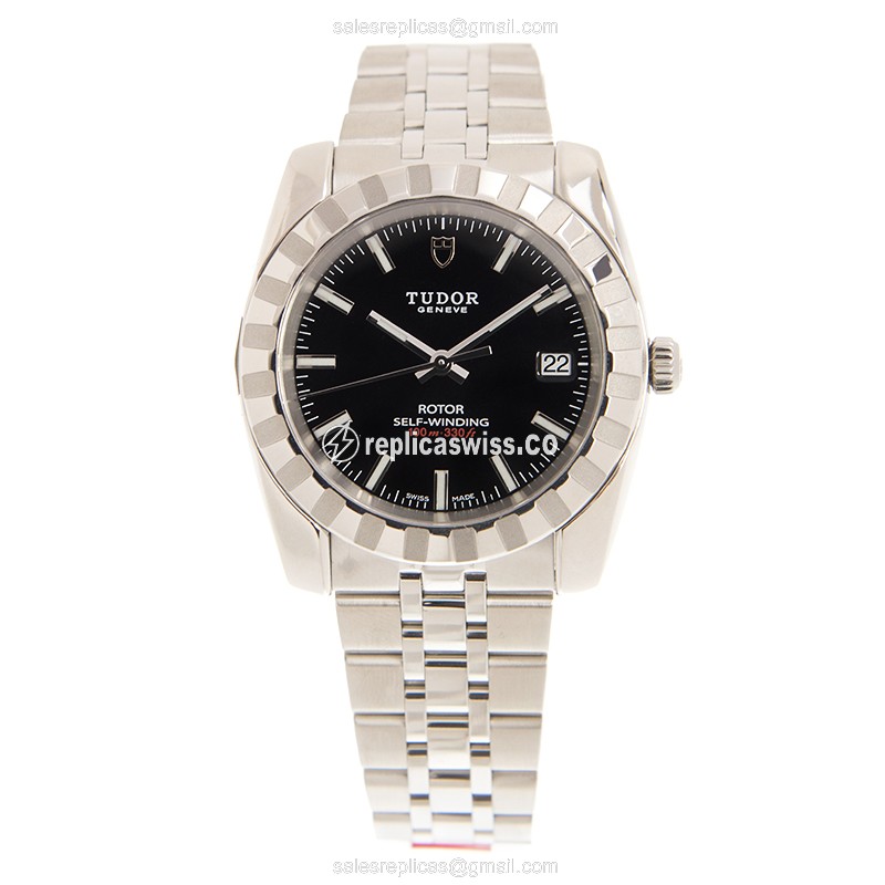 Classic Tudor 21010-62580-BK Replica - Automatic - Black Dial on Steel Strap - View 2