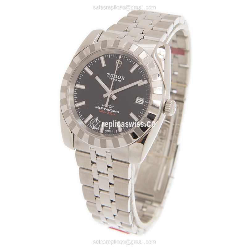 Classic Tudor 21010-62580-BK Replica - Automatic - Black Dial on Steel Strap - View 3