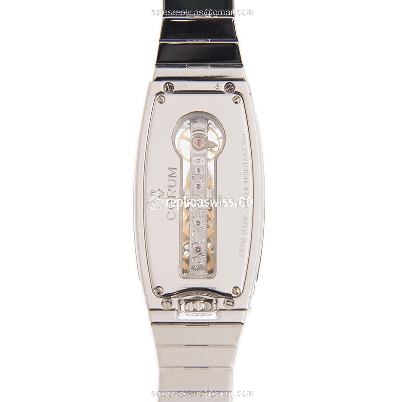 Corum Golden Bridge Replica - Manual - 18kt Gold - Diamond Dial - Transparent - Silver Clasp & Diamond Strap - View 3
