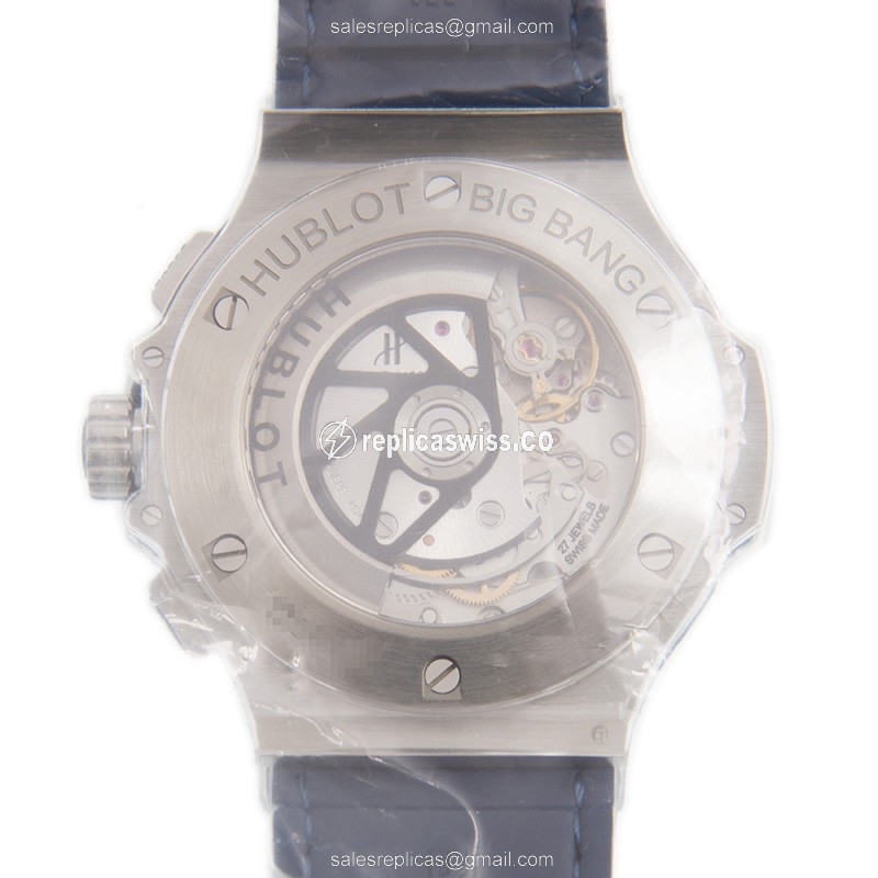 Hublot BIG BANG Replica - Automatic - Blue Dial - Steel Case - Blue Alligator Strap - View 3