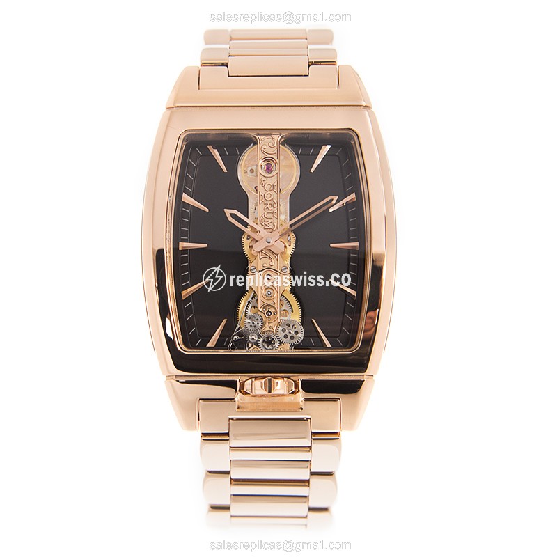 Corum Golden Bridge Replica - Manual - 18kt Rose Gold - Skull Dial - Gold Clasp & Strap - View 2