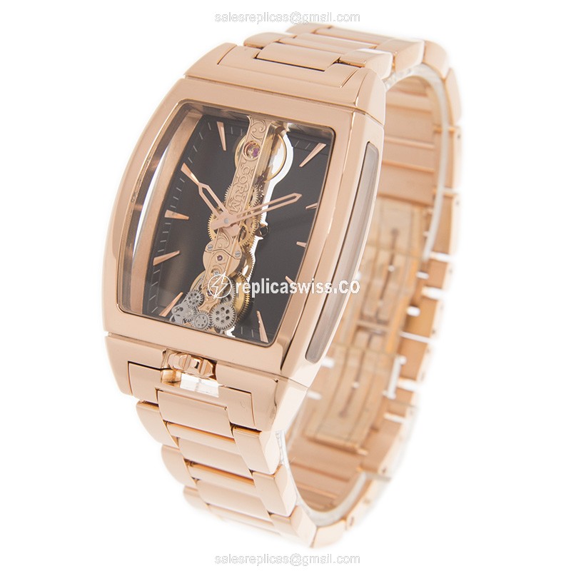 Corum Golden Bridge Replica - Manual - 18kt Rose Gold - Skull Dial - Gold Clasp & Strap - View 3