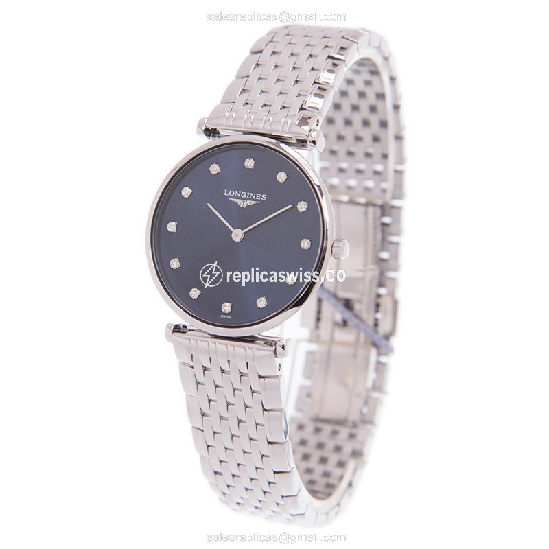 Longines L4.512.4.97.6 Replica - Quartz - Steel - Blue Dial on Silver Steel Band - View 3