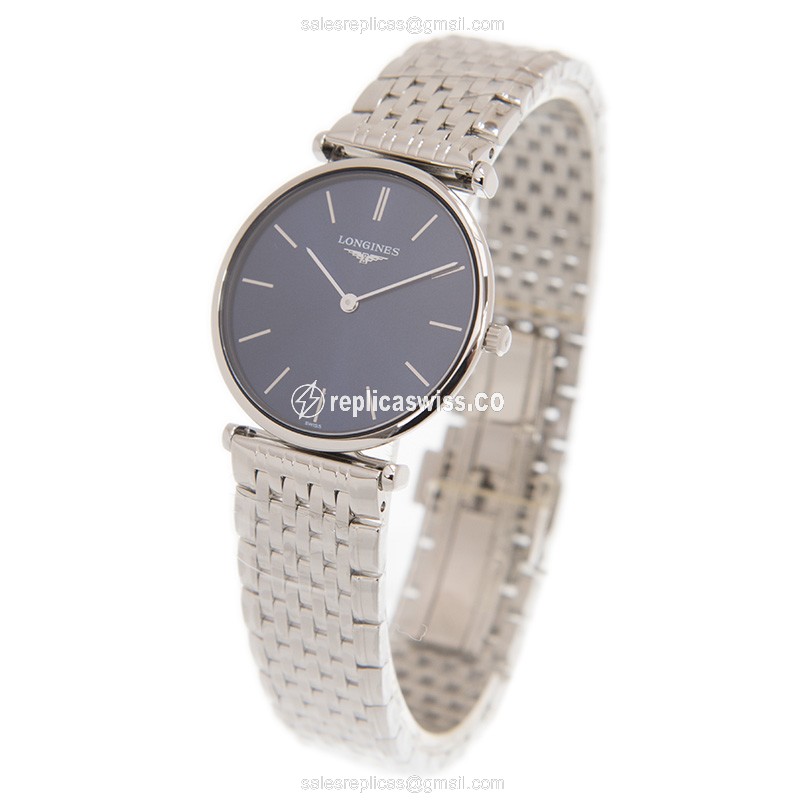 Longines L4.512.4.95.6 Replica - Quartz - Steel Case, Blue Dial - Silver Steel Strap - View 3