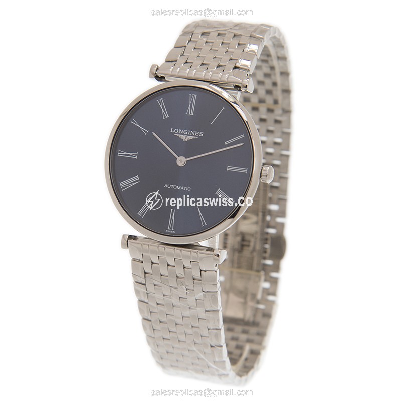 Longines LA GRANDE Replica - Automatic - Steel Case - Blue Dial on Silver Strap - View 3