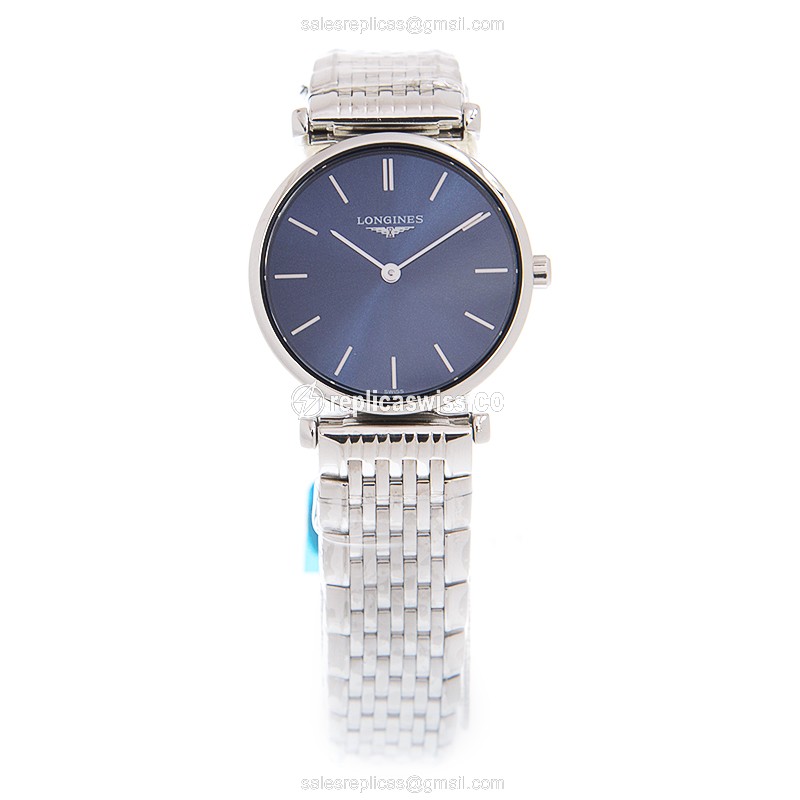 Longines LA GRANDE Replica - Quartz - Steel Case, Blue Dial - Silver Steel Strap - View 2