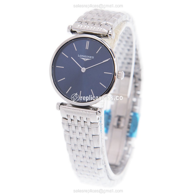 Longines LA GRANDE Replica - Quartz - Steel Case, Blue Dial - Silver Steel Strap - View 3