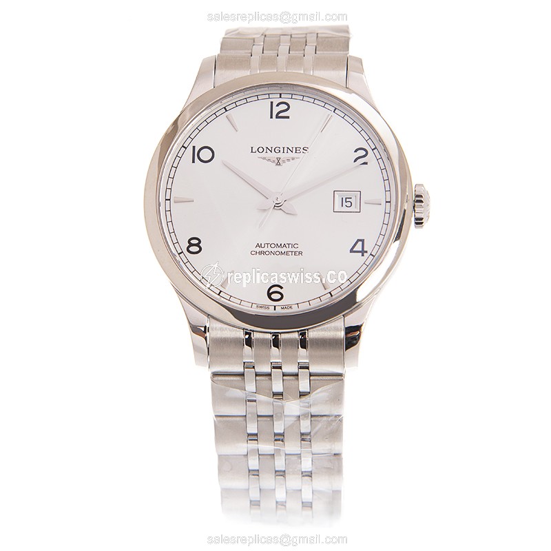 Longines Record Replica - Automatic | Stainless Steel Case | Silver Dial | Clasp & Steel Strap - View 2