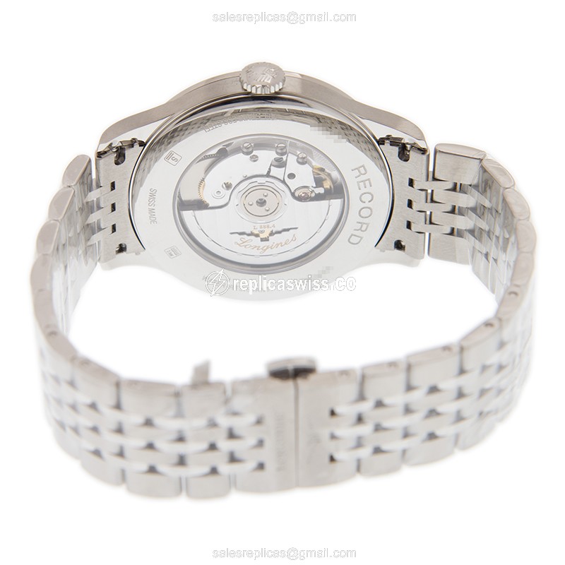 Longines Record Replica - Automatic | Stainless Steel Case | Silver Dial | Clasp & Steel Strap - View 4