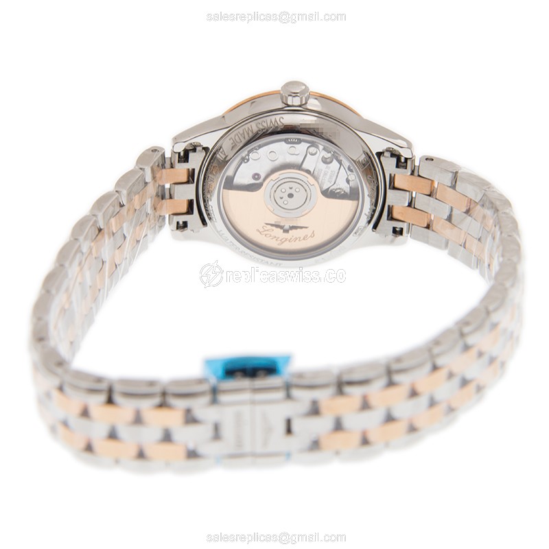 Longines Flagship Replica - Automatic - 18kt Rose & Steel - White Dial, Gold Clasp - View 4