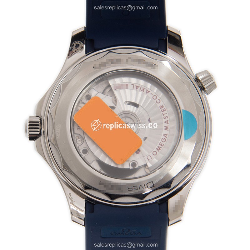 Omega Seamaster Replica - Automatic - Steel - Gray Dial - Blue Rubber Strap - View 3