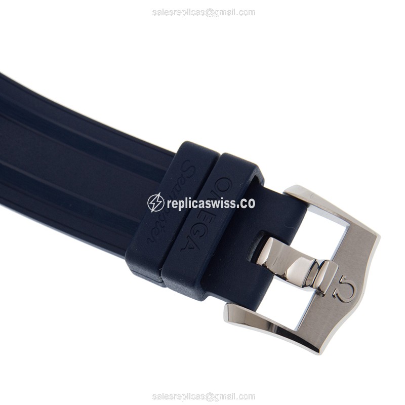Omega Seamaster Replica - Automatic - Steel - Gray Dial - Blue Rubber Strap - View 4