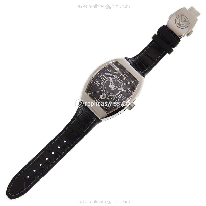 Franck Muller V 41 SC DT AC.NR Vanguard - Automatic - Steel Case - Black Dial, Alligator Strap - View 2